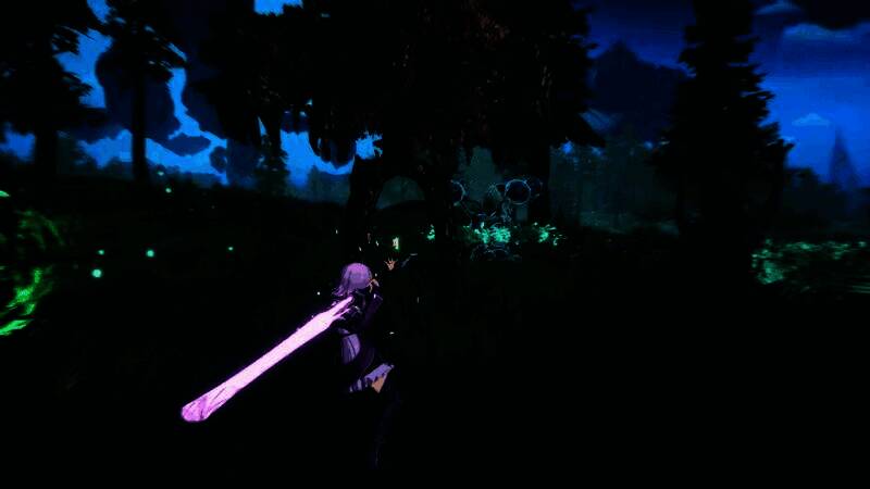 斯托蕾雅静立于光影交错的战场中央，长发飘扬，眼神冷峻