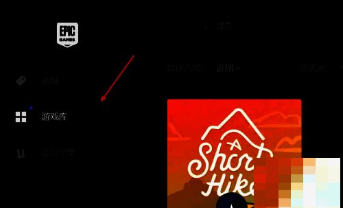 Epic客户端界面展示，左侧为导航栏，选中‘游戏库’选项