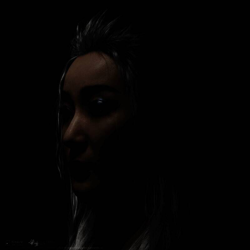 铁扇公主全身立绘风格建模，身后火焰升腾，整体氛围神秘而危险