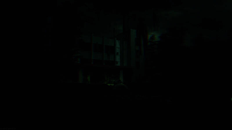 昏暗病房内，床头柜上放着一台老式录像机，屏幕闪烁蓝光，窗外树影摇曳