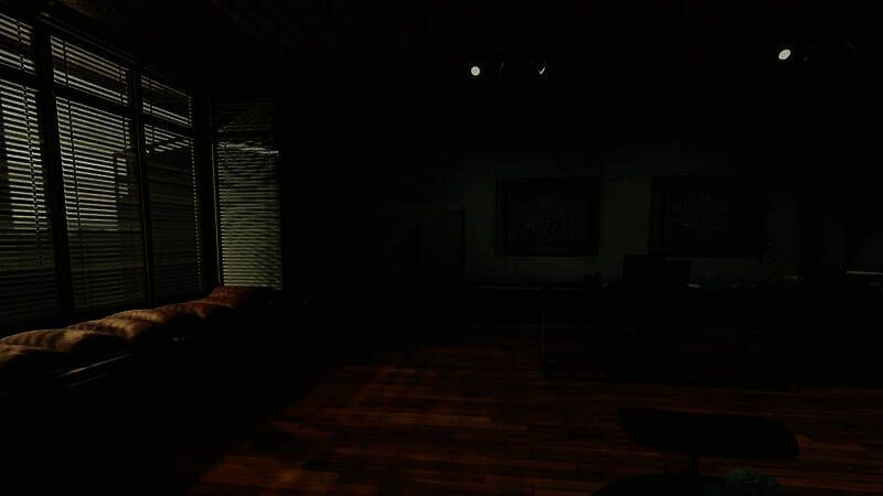 幽长走廊尽头出现模糊人影，灯光闪烁不定，气氛极度压抑