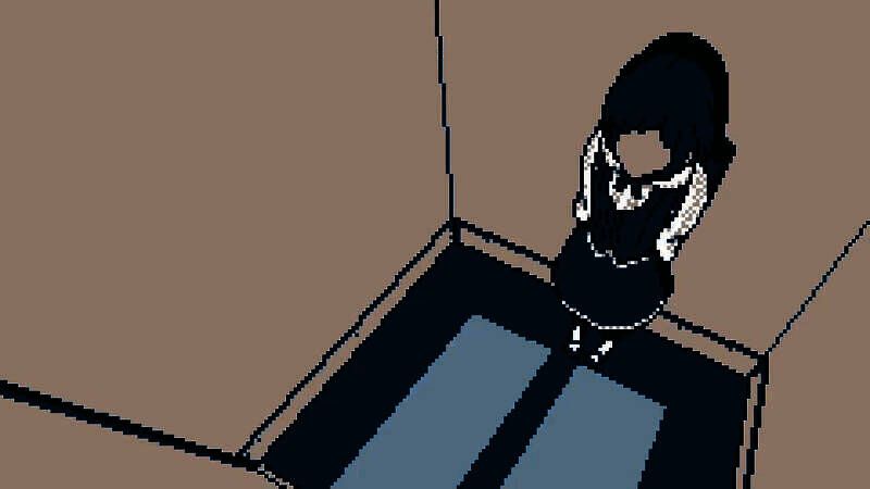 女主角直里翔子与灵能少年廻屋歩并肩站立，背景为昏暗走廊，气氛紧张