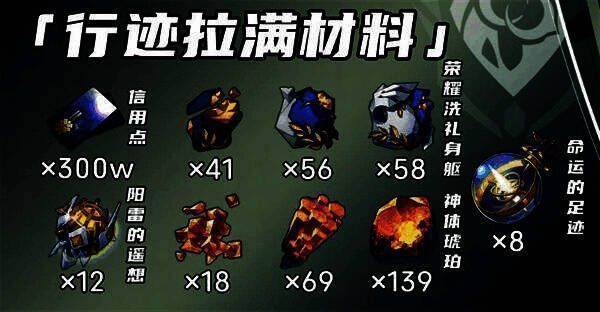 行迹升级界面展示丹恒·腾荒技能树所需材料，重点标注阳雷的遥想、神体琥珀与荣耀洗礼身躯