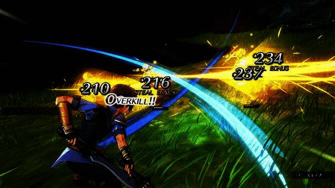 约书亚使用枪械进行远程攻击，弹道轨迹清晰，背景为废弃矿山内部