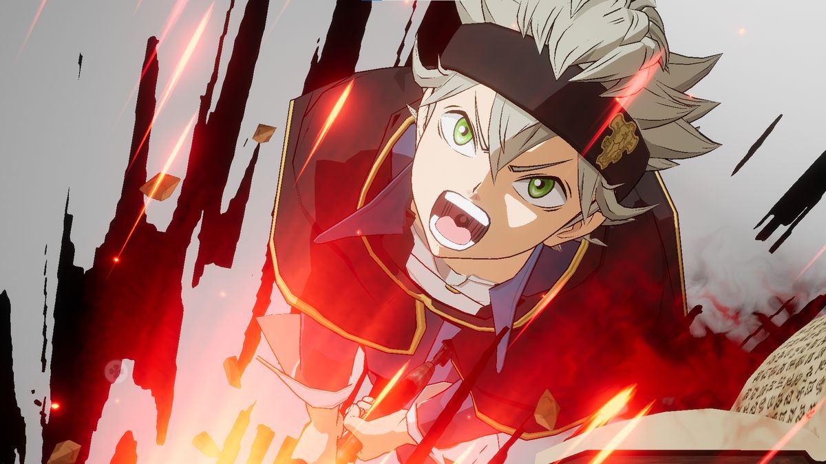 三位SSR角色集体展示图：亚斯塔高举反魔法剑，尤诺手持四叶草魔杖，夏洛特身披团长披风