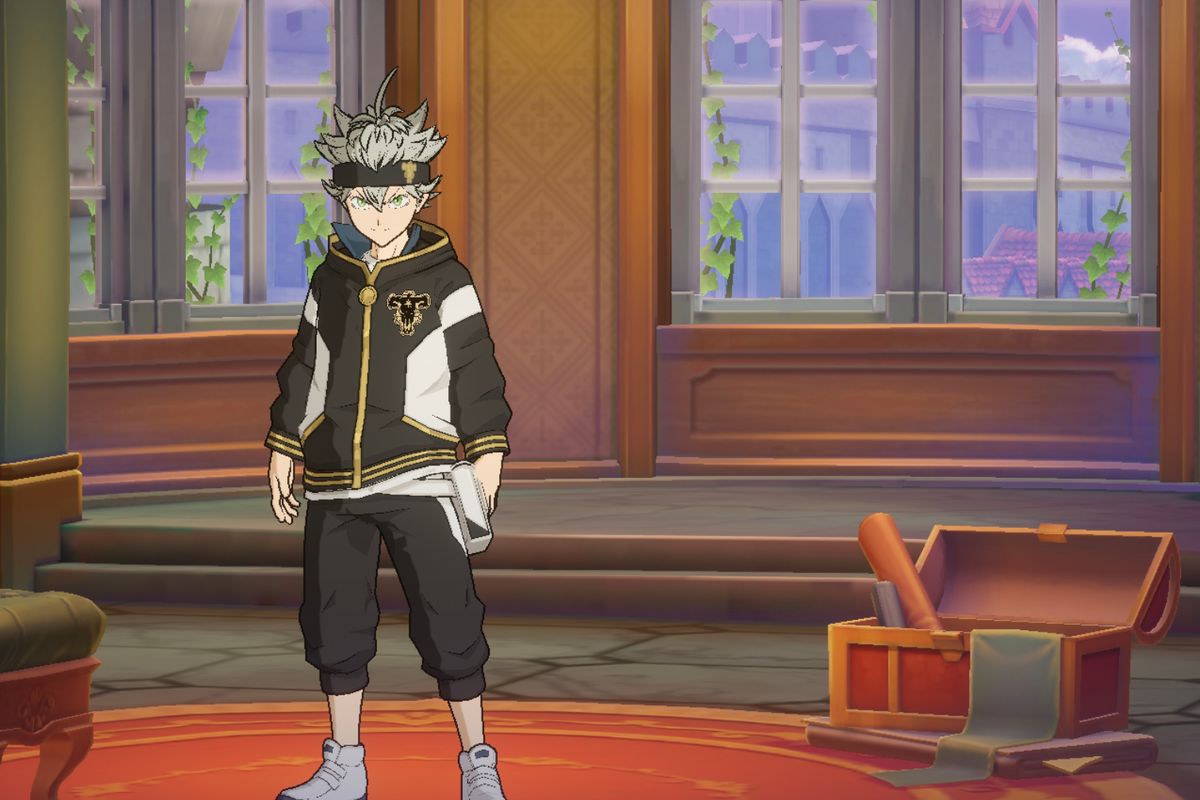 亚斯塔运动主题服装展示图，穿着白色运动T恤与短裤，背景为操场场景