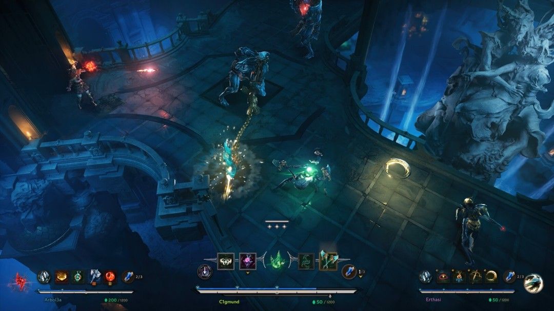 角色装备界面特写，背包中陈列多种奇特道具，包括燃烧匕首、符文护甲和悬浮浮台装置