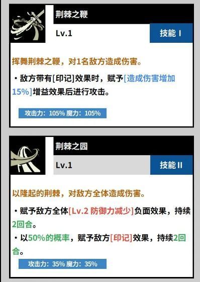 技能界面展示‘荆棘之鞭’图标及属性说明，红色能量缠绕成鞭形