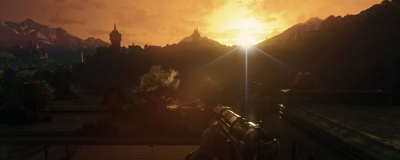 《消逝的光芒：困兽》游戏中一把名为‘抹杀’的步枪特写画面，枪身带有红色涂装与神秘符号，背景为废墟城市环境