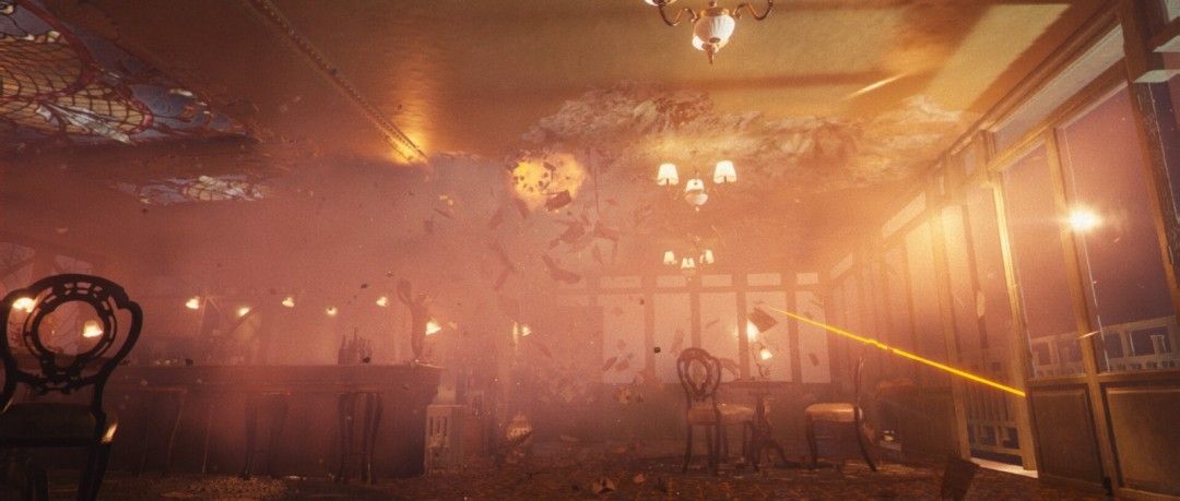 角色受伤后屏幕边缘泛红，体现沉浸式伤害反馈