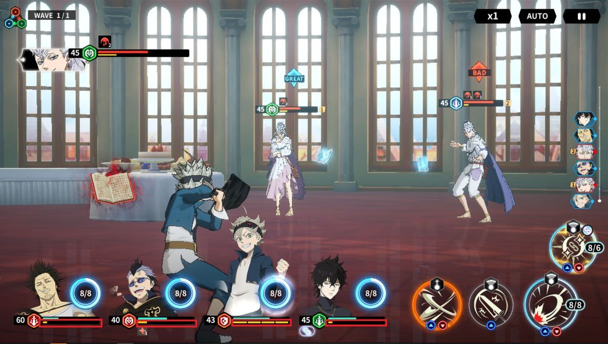 多名魔导士在战斗中行动条对比，显示己方领先于敌方