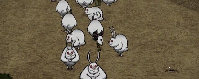 和善兔王与玩家和平共处的画面，手中递出胡萝卜，背景为夜晚森林，气氛温馨安宁