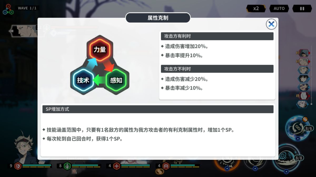 敌人头上显示GREAT标记，代表当前攻击者属性克制目标，画面突出属性优势提示