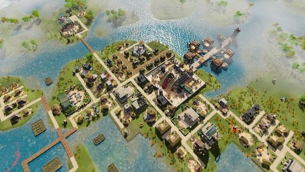 阿兹特克金字塔矗立在湖心岛上，农民划着独木舟运送玉米