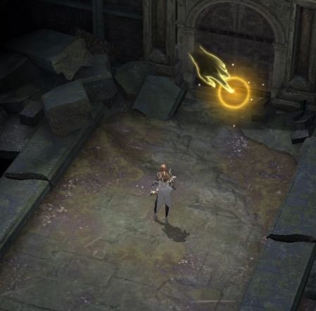 玩家与枯井中的魔鬼对话界面，左侧显示‘他饿极了’的文字提示