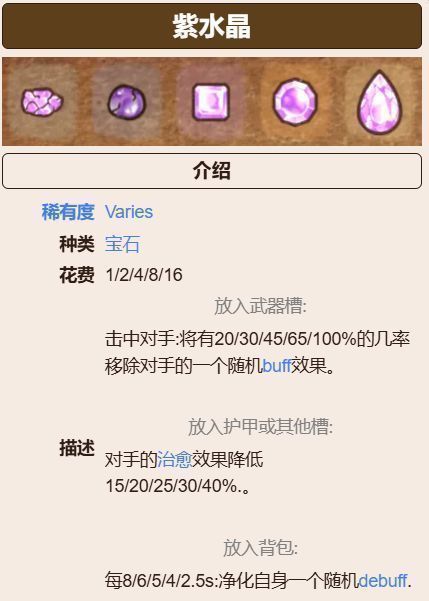 紫色晶莹的紫水晶道具，内部光线流转，象征着净化与控制能力