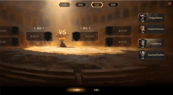 瑞士轮对阵图示界面，选手名字分布在多个层级节点上，红色代表胜利，灰色代表失败，战况激烈