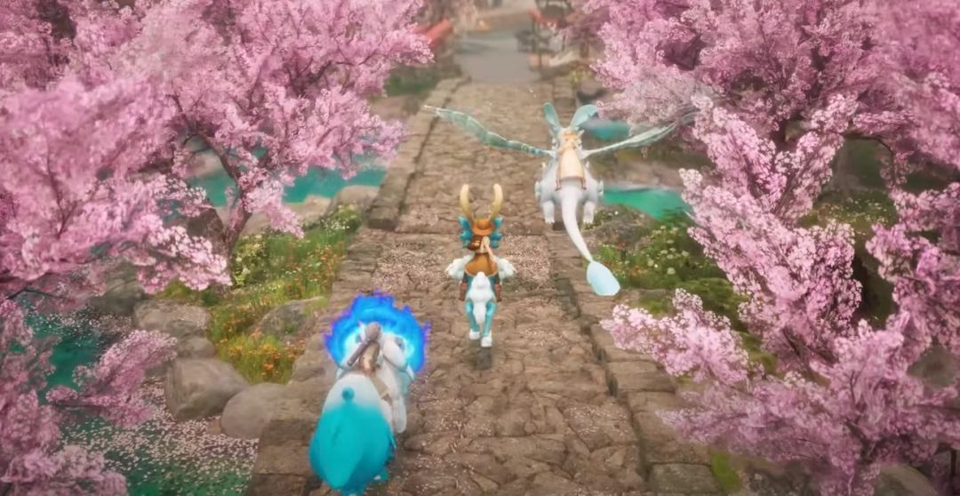 夜晚的农场灯火通明，篝火旁多名玩家与帕鲁围坐交谈