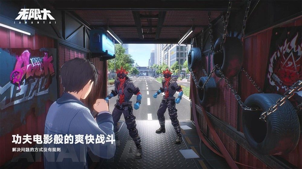 角色手持钢管与敌人激烈对战，动作流畅如电影镜头，背景为昏暗巷道，光影效果逼真