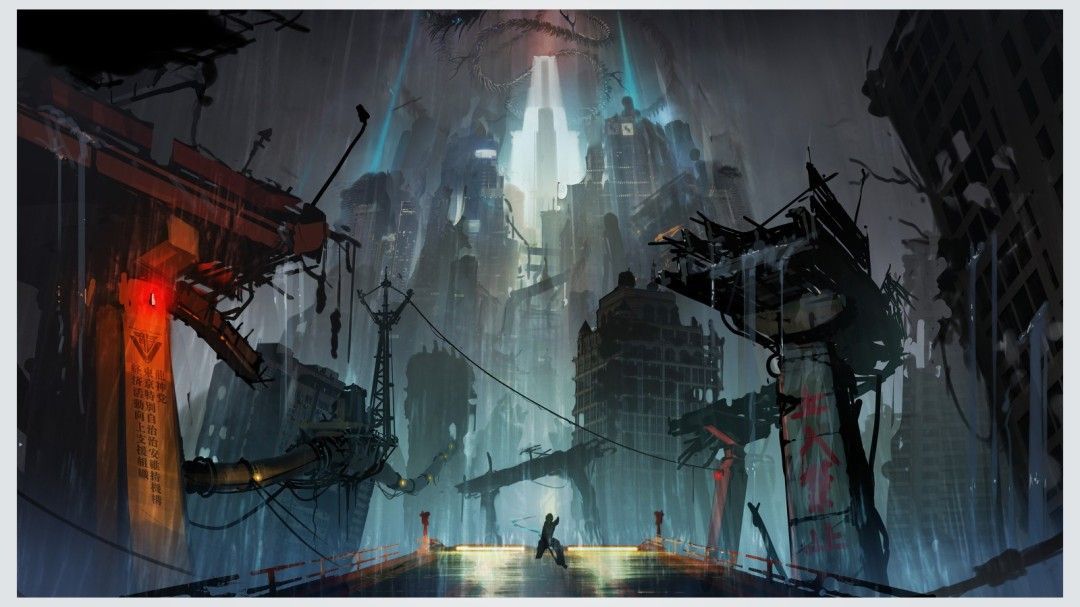 主角在火光冲天的城市街道中腾空跃起，双刀挥舞，周围敌人倒地，展现高速战斗瞬间