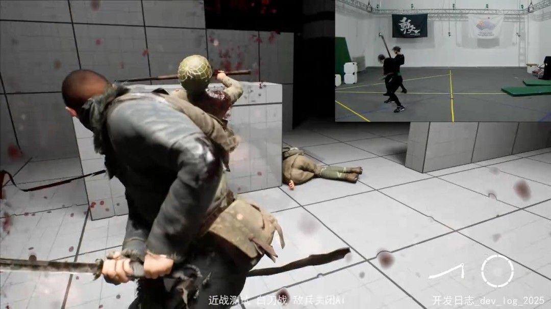 玩家角色正用绳索攀爬陡峭岩壁，身体随物理摆动自然晃动