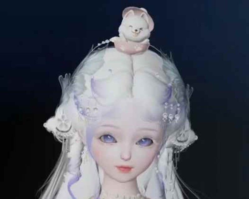 七款不同造型的小狗盲盒头饰依次排列展示，每款设计独特，憨态可掬