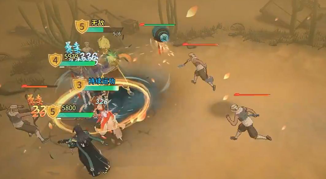 青龙与队友池鹭、李香君组成的战斗阵容示意图，三人协同作战对抗强敌