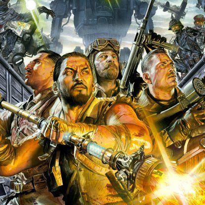 《使命召唤》游戏画面拼接图，展示现代战争与黑色行动中的激烈枪战场景，士兵身穿战术装备在城市废墟中交火