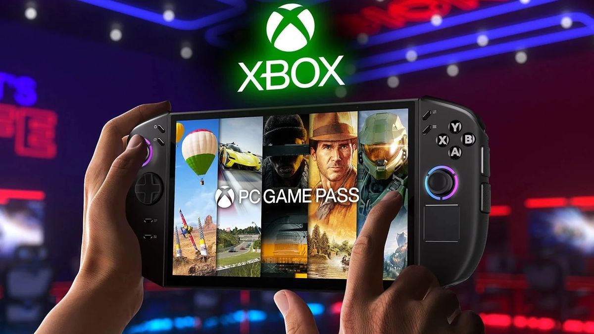 联想Legion Go Gen 2掌机正面展示图，配备8.8英寸OLED屏幕和可拆卸手柄，整体设计科技感十足