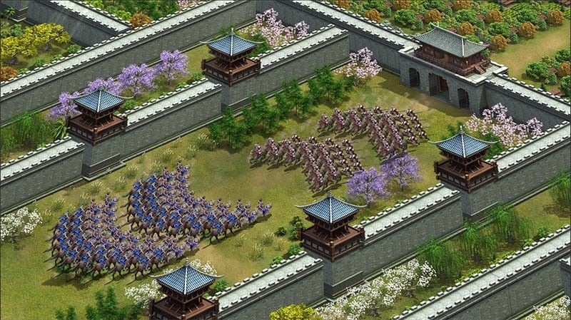 兵种布阵界面特写，步兵、骑兵、弓兵等多种单位整齐列阵，显示详细的属性与克制关系