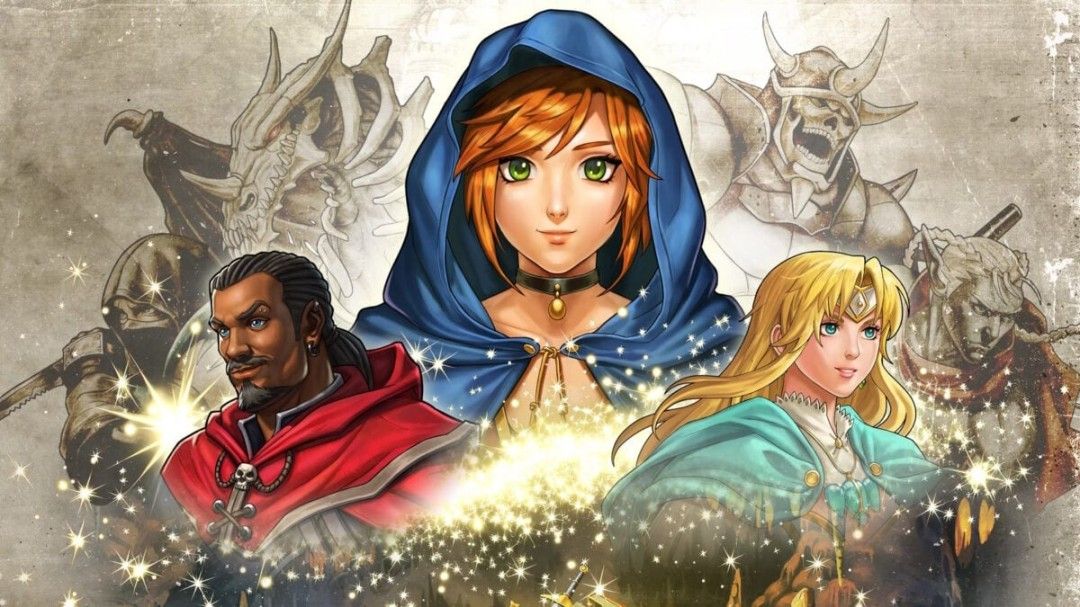 《战神的挑战：不朽版》游戏主界面展示，色彩斑斓的宝石网格与角色立绘交相辉映，充满奇幻氛围