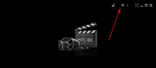 mpc-be播放器主界面右上角齿轮设置图标特写