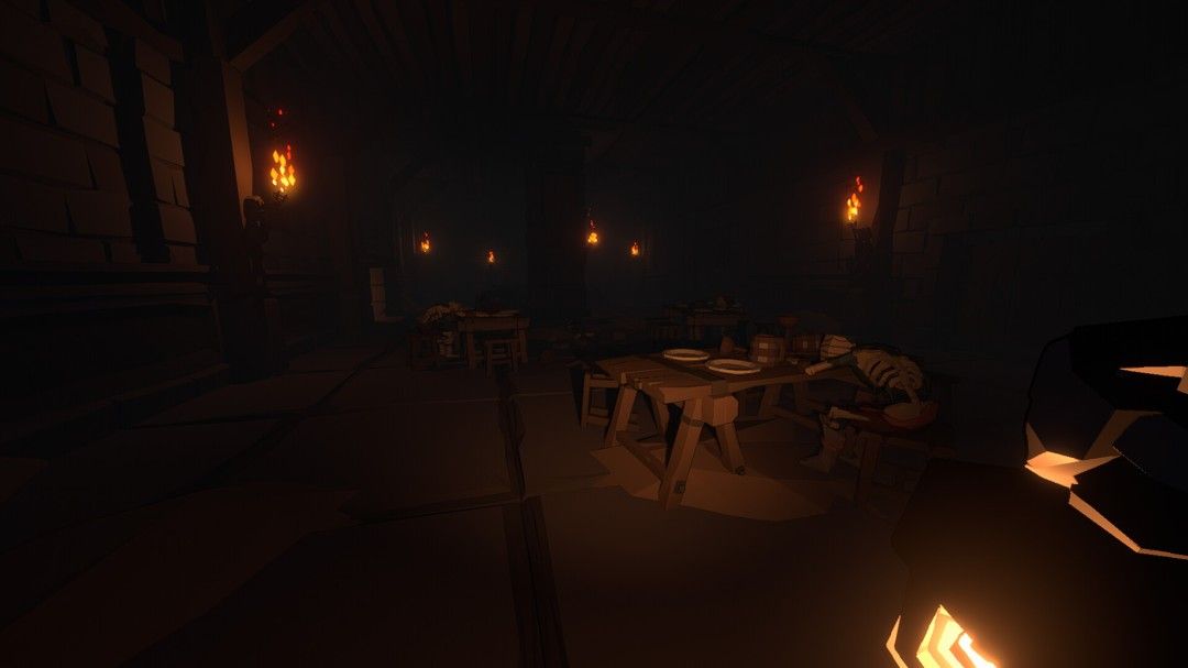 失败画面：角色被锁链捆绑悬挂在大厅中央，小丑在其耳边低语