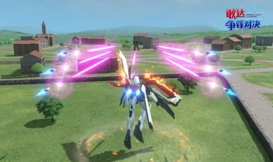 浮游炮围绕机体飞行并同步发射光束，形成密集火力网