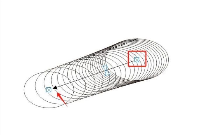 属性栏中调整调和步数参数，展示不同数值下过渡对象疏密对比的效果图