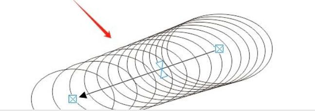 调和对象从直线排列转变为沿手绘曲线路径分布的效果对比图