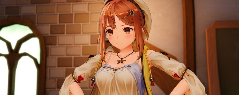 莱莎站在村庄边缘眺望远方的场景，阳光洒在她的脸上，背景是郁郁葱葱的森林与远山，展现出她对未知世界的憧憬