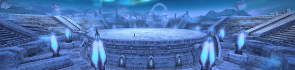 希瓦歼灭战战斗画面，巨大冰元素BOSS释放寒冰领域，玩家队伍分散走位躲避AOE伤害