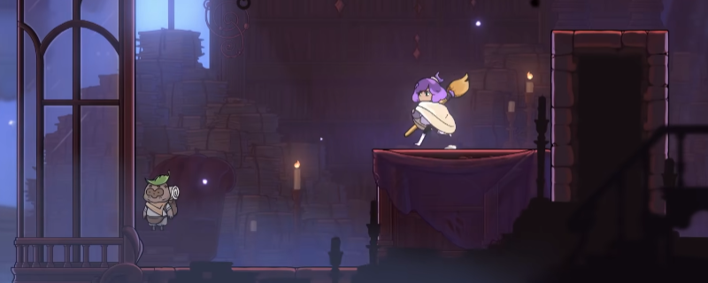 《康斯坦丝》游戏中史蒂芬所在隐藏区域的场景截图，左侧为被颜料覆盖的墙壁，右侧为通向NPC的小径