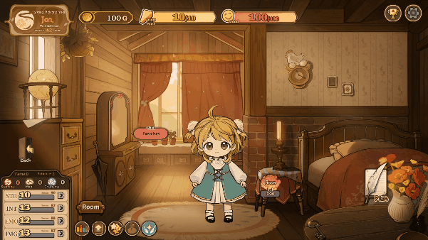 玩家在手机上点击操作界面，女儿正在森林中采集草药，画面流畅自然，UI布局清晰简洁