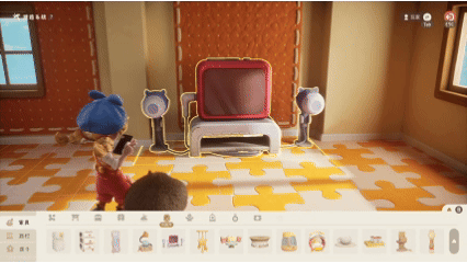 玩家操控小人踩着奶酪滑行穿越餐桌的动态画面，充满童趣与想象力