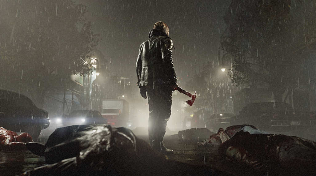 游戏实机画面截图显示格蕾丝在昏暗医院走廊逃跑，身后怪物若隐若现，UI界面显示弹药数量稀少