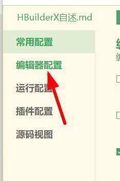 设置界面左侧菜单突出显示‘编辑器配置’项，右侧为空白配置区，界面整洁直观