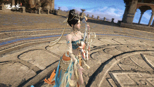 一朵金色莲花缓缓升起，光芒四射，周围环绕着飞舞的丝带与符文，充满神圣氛围