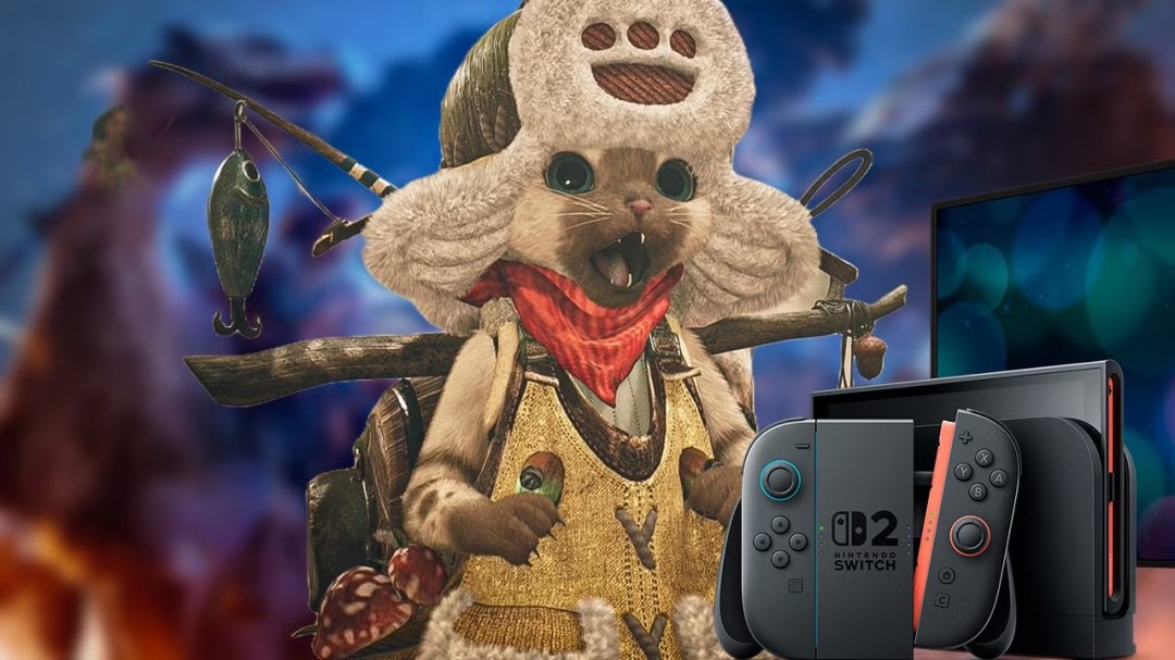 《怪物猎人：荒野》游戏中疑似Switch2版本的主菜单界面截图，UI布局简洁，带有任天堂风格元素