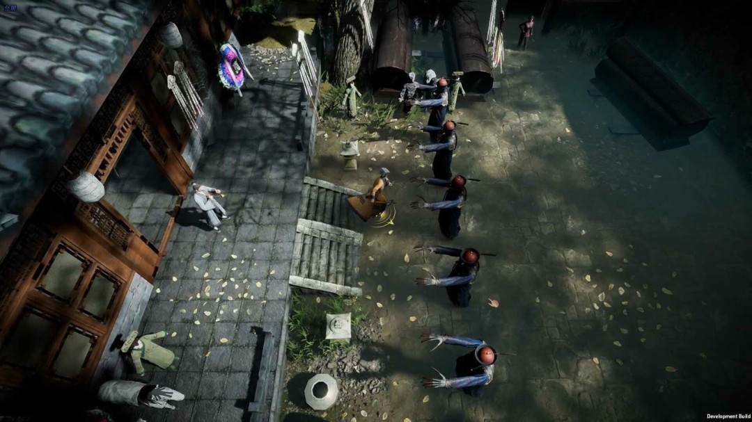 Boss战场景，巨型蛇首从地下冲出，双眼赤红，周围环绕旋风与碎石