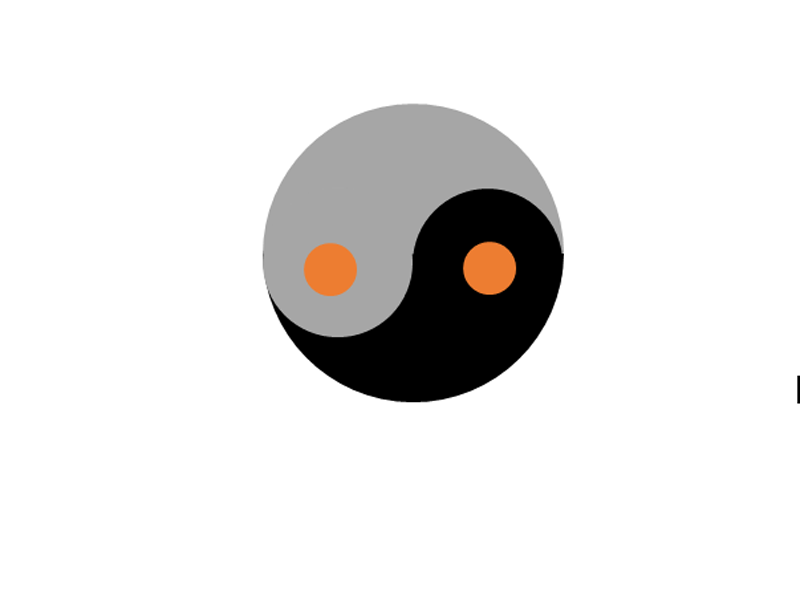 Excel界面中正在绘制太极图的初始步骤，屏幕显示已关闭网格线，中央有一个刚插入的黑色标准圆形饼图