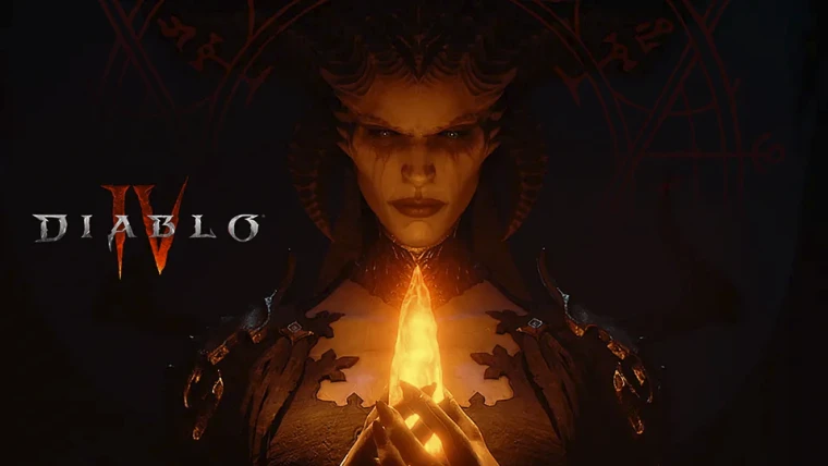 《暗黑破坏神4》“憎恨之王”资料片概念海报：暗紫色天幕下矗立着巨型扭曲王座，王座表面浮现出若隐若现的恶魔轮廓与破碎圣徽，整体氛围诡谲而压迫感十足