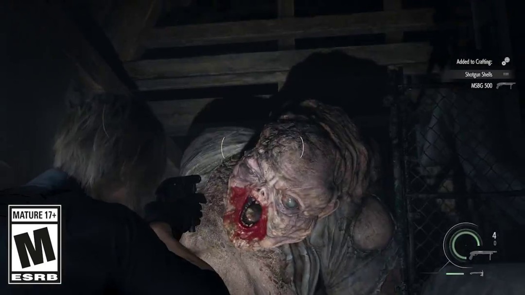 武器界面特写：里昂手持‘安魂曲’左轮与MSBG 500霰弹枪并列展示，UI上清晰标注‘穿透伤害+35%’‘弹容3发’等关键属性参数