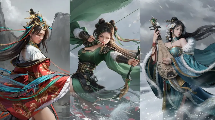 战法联动解析图：大乔释放‘反间计’后，敌方单位头顶出现旋转问号图标；同一帧内孙尚香技能特效自动追踪问号单位，蔡文姬技能环状光效同步扩大覆盖范围，底部标注‘混乱状态→破防窗口→追击增伤’三级响应链